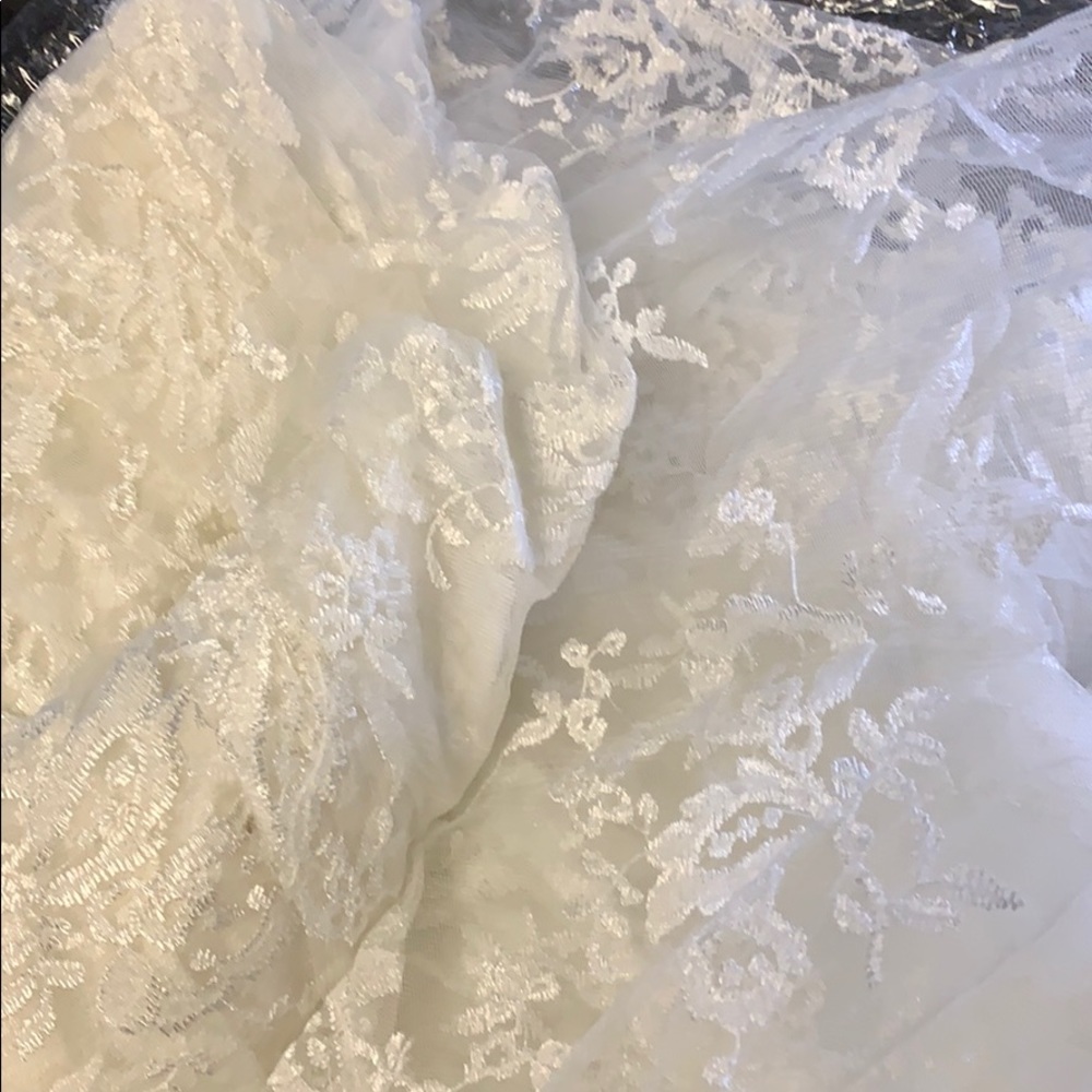 White lace cape with ties